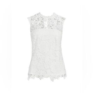 NWT Nanette Lepore Designer White Sleeveless Lace Spring Summer Top Size Small